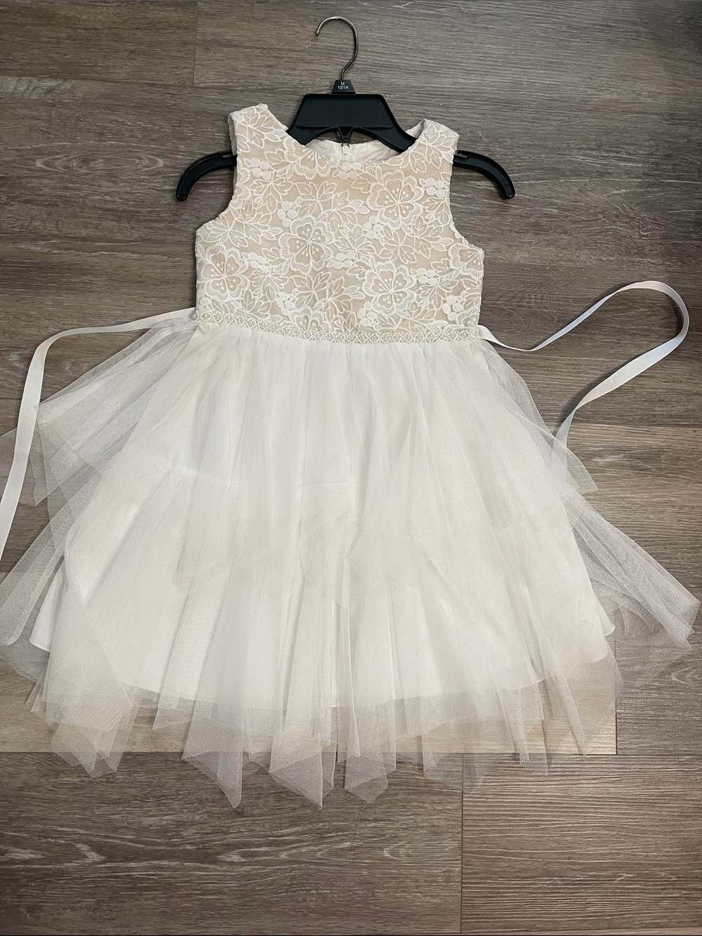 Rare Editions Ivory Floral Lace Tulle Party Dress